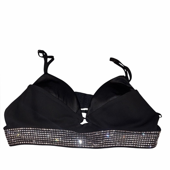 REISS Beth Embellished Bra Top Black US 10 Crystal Band NWOT - Picture 4 of 7